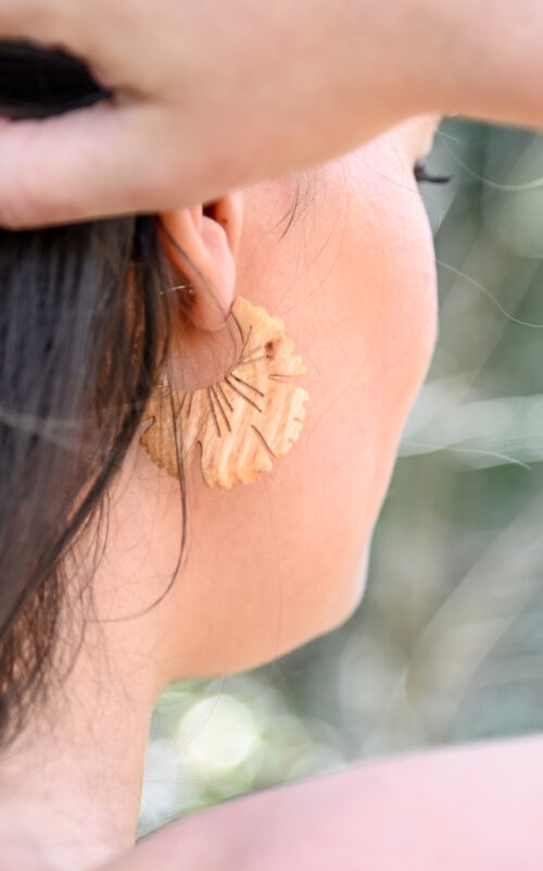 bijoux fleur bois camélia