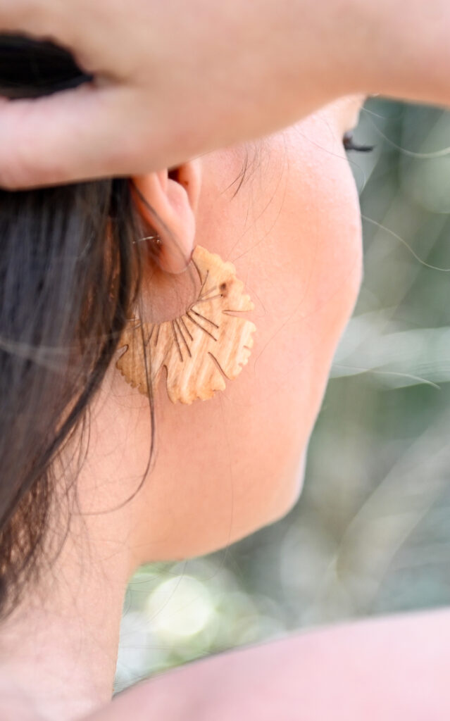 bijoux fleur bois camélia